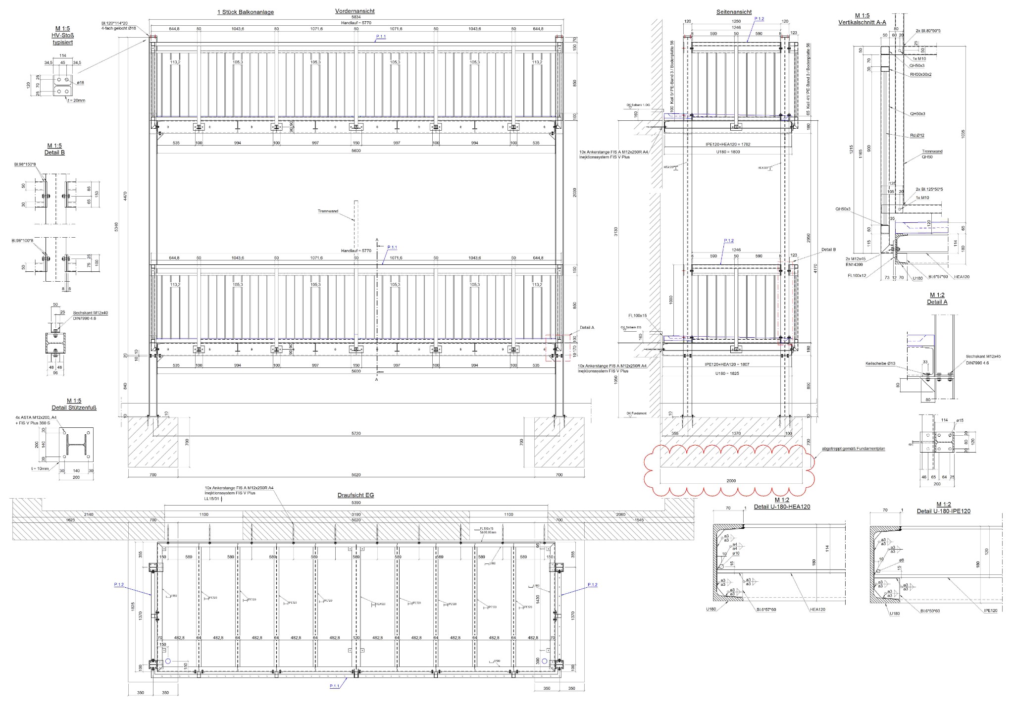 Balkonanlage – Fertigungsunterlagen