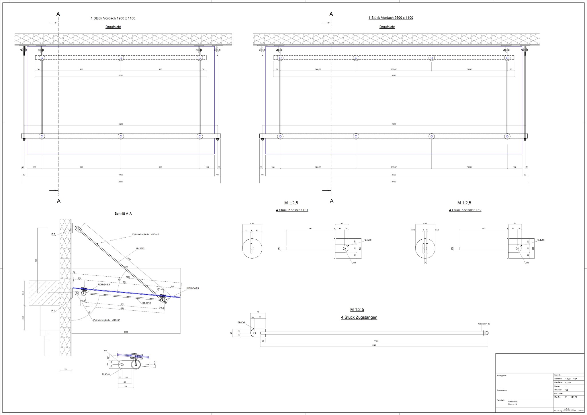 Vordächer – Übersichts- & Detailplanung